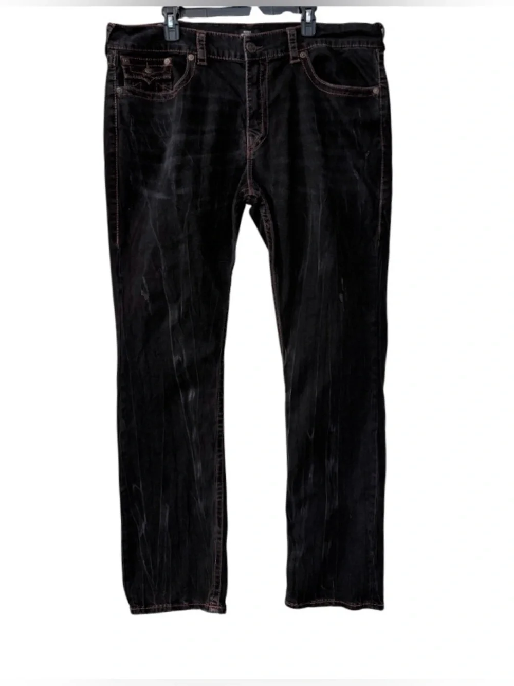 True Religion Ricky Super men’s T-straight leg relaxed fit black dark wash jeans